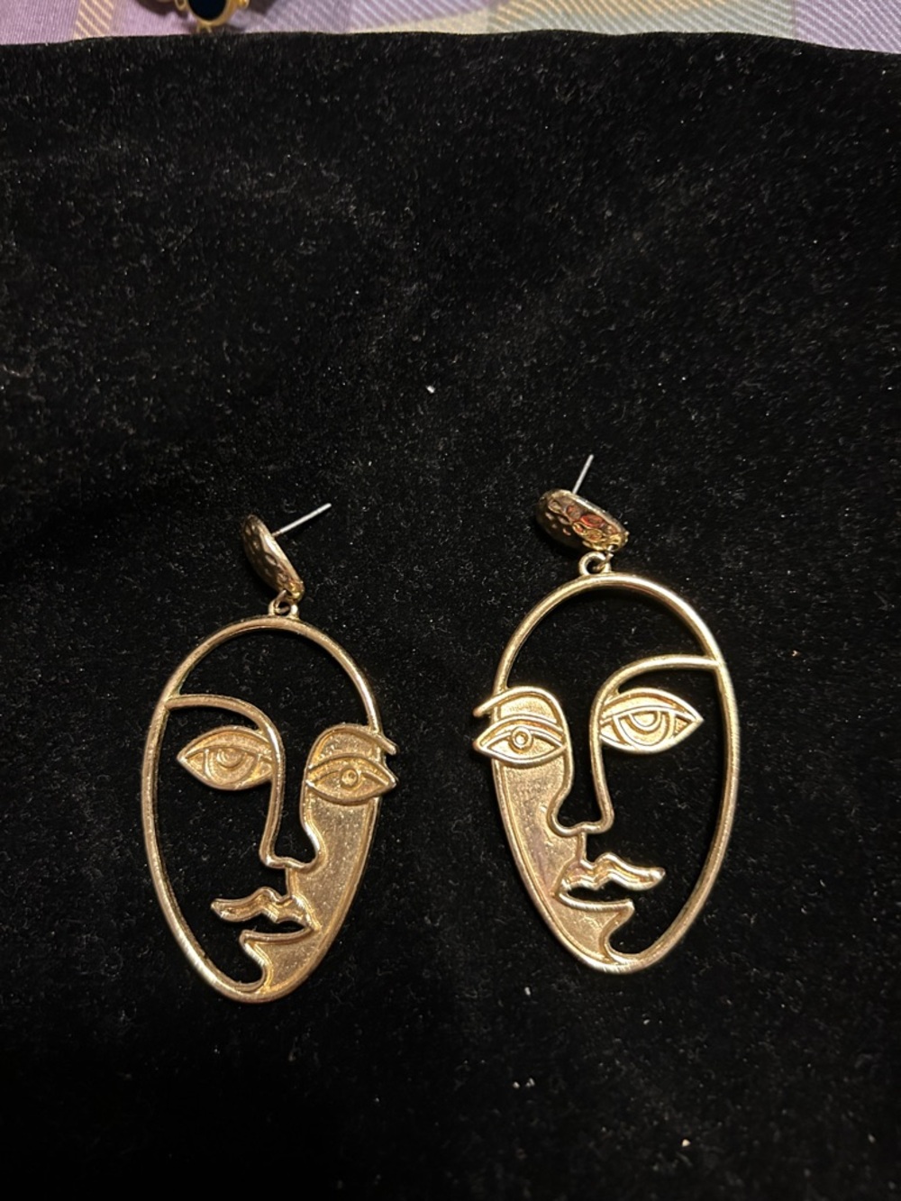 Gold Abstract Face Outline Earrings